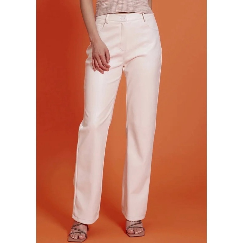 Wilfred‎ White Faux Leather Straight Leg Crop Pants Capsule Chic Comfort Size 4